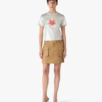 Beige Cotton Pocket Mini Skirt