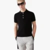 Black Pointelle Monogram Short Sleeve Polo Shirt Black Pointelle Monogram Short Sleeve Polo Shirt