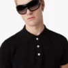 Black Pointelle Monogram Short Sleeve Polo Shirt Black Pointelle Monogram Short Sleeve Polo Shirt