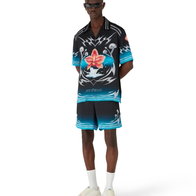 Blades Short Sleeve Silk Satin Shirt Blades Short Sleeve Silk Satin Shirt