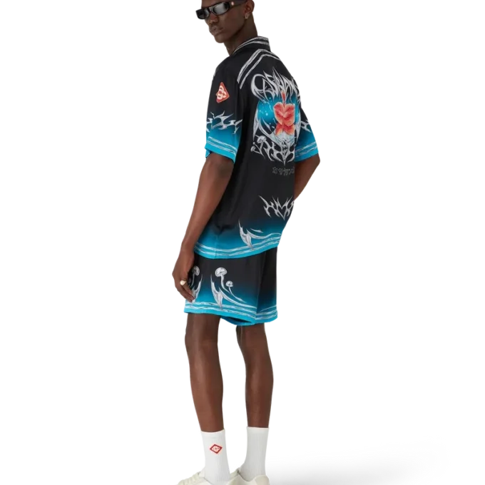 Blades Short Sleeve Silk Satin Shirt Blades Short Sleeve Silk Satin Shirt