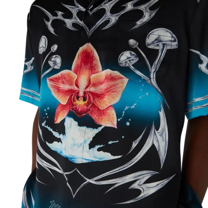 Blades Short Sleeve Silk Satin Shirt Blades Short Sleeve Silk Satin Shirt