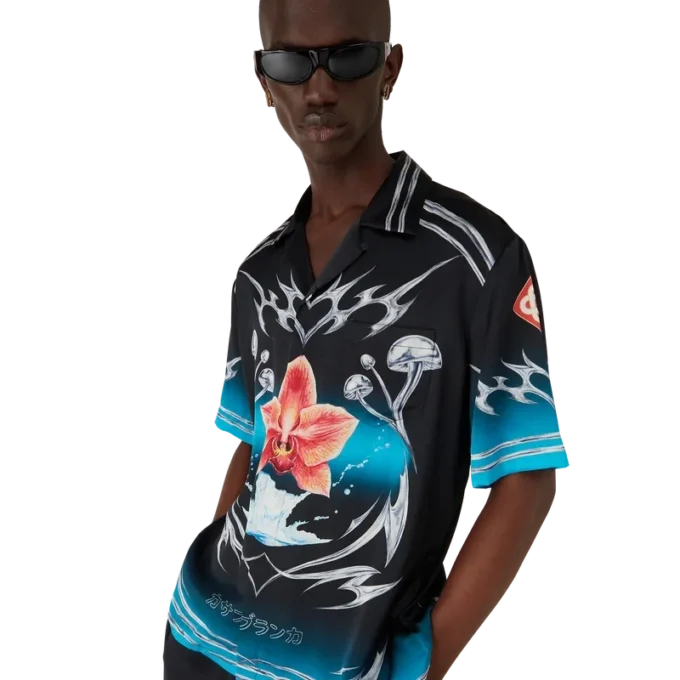 Blades Short Sleeve Silk Satin Shirt Blades Short Sleeve Silk Satin Shirt