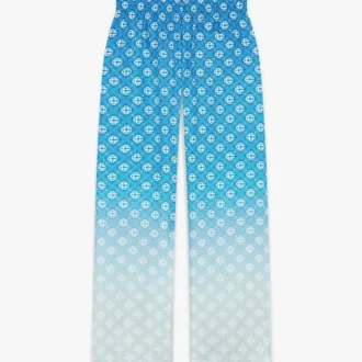 Blue Gradient Diamond Monogram Silk Trousers