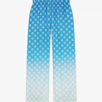 Blue Gradient Diamond Monogram Silk Trousers