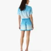 Blue Gradient Monogram Knotted Cropped Silk Shirt Blue Gradient Monogram Knotted Cropped Silk Shirt