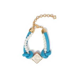 Blue Knotted Pearl Bracelet