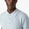 Blue Pointelle Monogram Short Sleeve Polo Shirt Blue Pointelle Monogram Short Sleeve Polo Shirt