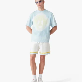 Blue Tie Dye Oversized Cc Smile Short Sleeve T-Shirt