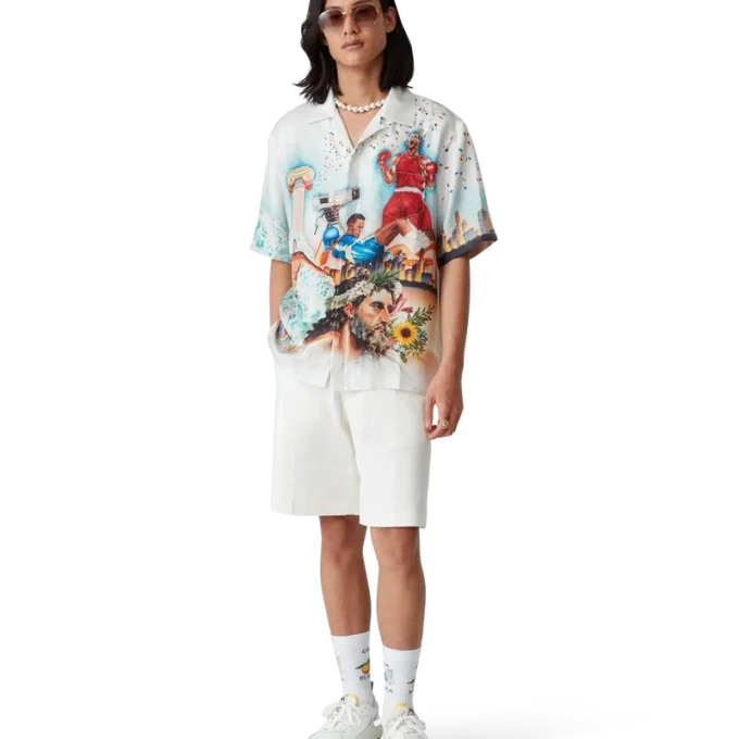 Celebration Du Sport Short Sleeve Silk Shirt Celebration Du Sport Short Sleeve Silk Shirt