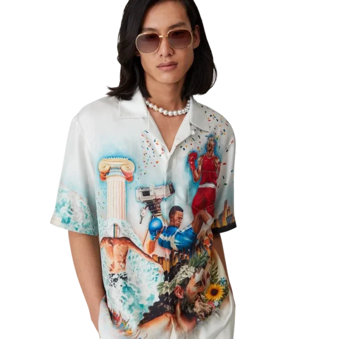 Celebration Du Sport Short Sleeve Silk Shirt Celebration Du Sport Short Sleeve Silk Shirt