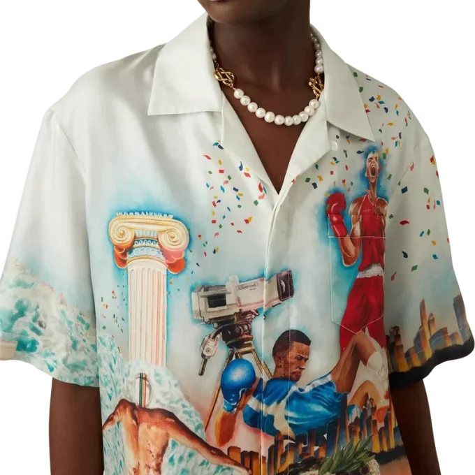 Celebration Du Sport Short Sleeve Silk Shirt Celebration Du Sport Short Sleeve Silk Shirt