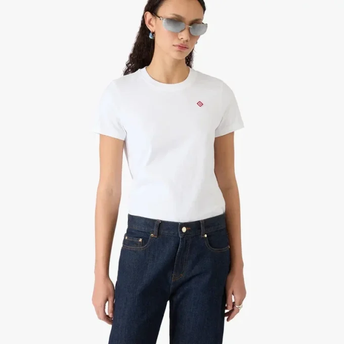 Classic Embroidery Patch Fitted Short Sleeve T-Shirt