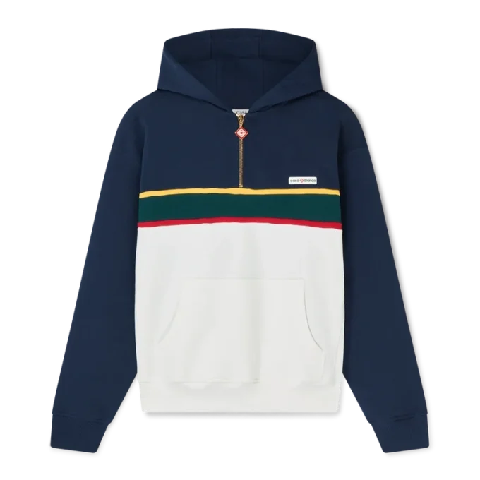 Colourblock Quarter Zip Hooded Sweatshirt Colourblock Quarter Zip Hooded Sweatshirt