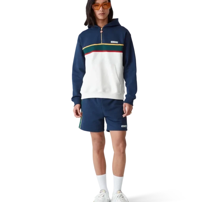 Colourblock Quarter Zip Hooded Sweatshirt Colourblock Quarter Zip Hooded Sweatshirt