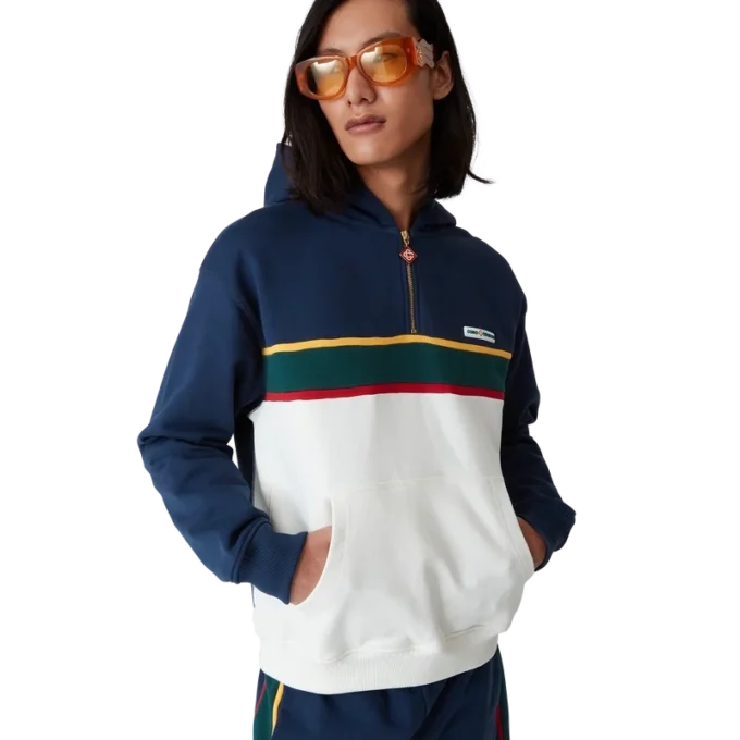 Colourblock Quarter Zip Hooded Sweatshirt Colourblock Quarter Zip Hooded Sweatshirt
