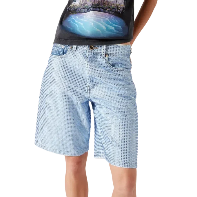 Crystal Embellished Denim Shorts
