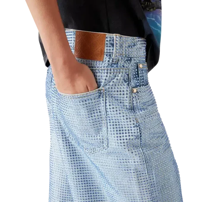 Crystal Embellished Denim Shorts