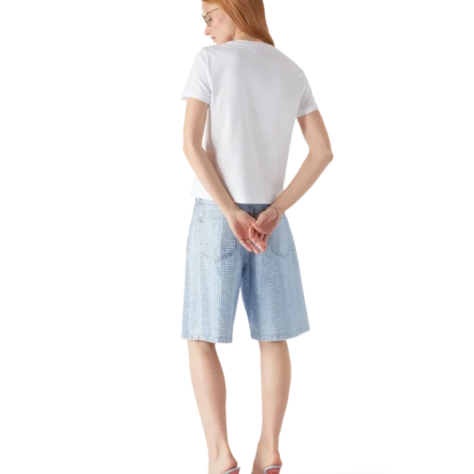 Crystal Warped Logo Fitted Short Sleeve T-Shirt Crystal Warped Logo Fitted Short Sleeve T-Shirt