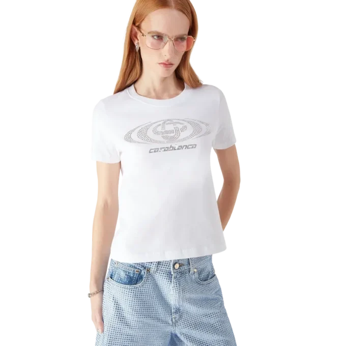 Crystal Warped Logo Fitted Short Sleeve T-Shirt Crystal Warped Logo Fitted Short Sleeve T-Shirt