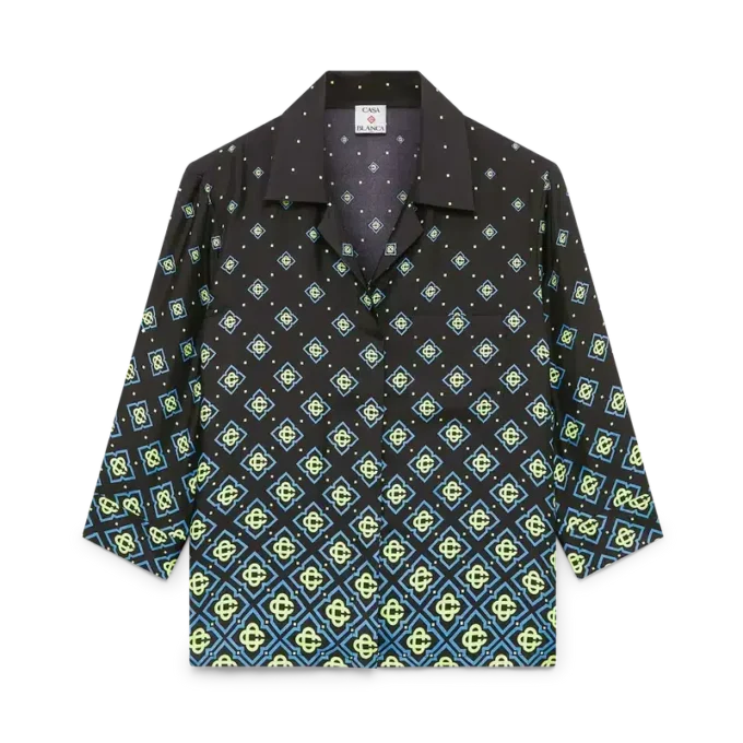 Degrade Monogram Long Sleeve Silk Shirt Degrade Monogram Long Sleeve Silk Shirt