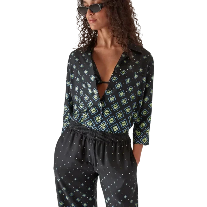 Degrade Monogram Long Sleeve Silk Shirt Degrade Monogram Long Sleeve Silk Shirt