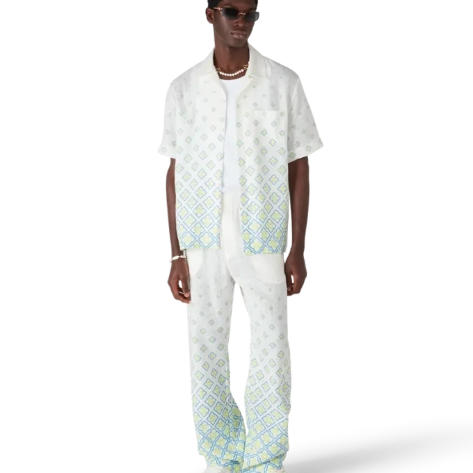 Degrade Monogram Short Sleeve Linen Shirt Degrade Monogram Short Sleeve Linen Shirt
