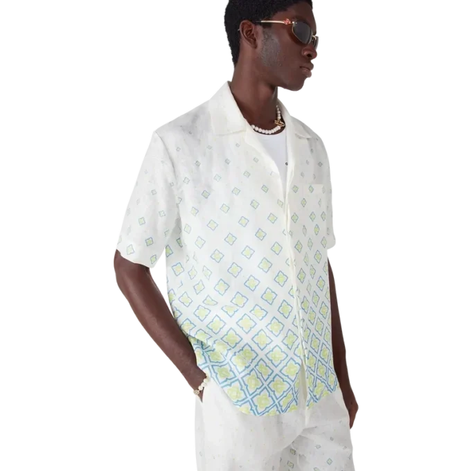Degrade Monogram Short Sleeve Linen Shirt Degrade Monogram Short Sleeve Linen Shirt