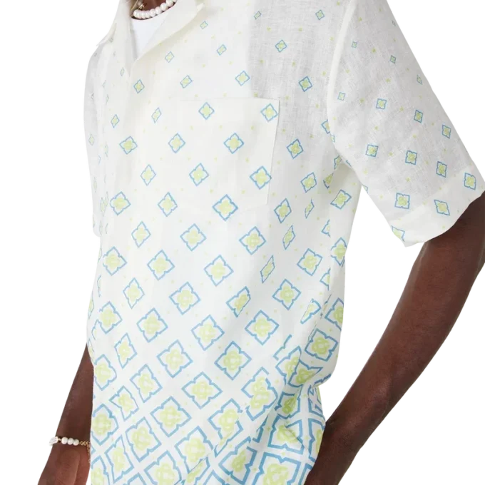 Degrade Monogram Short Sleeve Linen Shirt Degrade Monogram Short Sleeve Linen Shirt