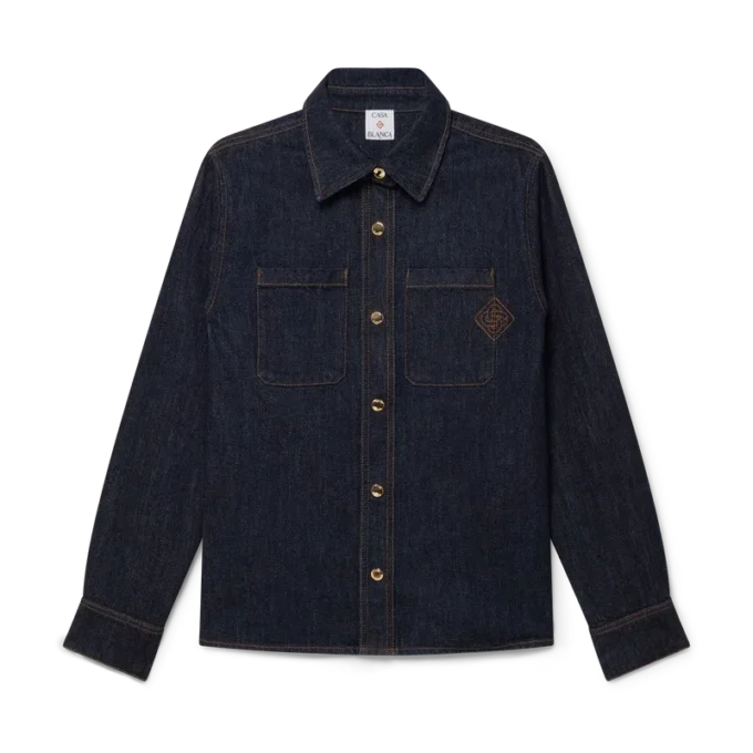 Denim Shirt with Logo Embroidery