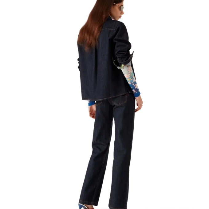Denim Shirt with Logo Embroidery