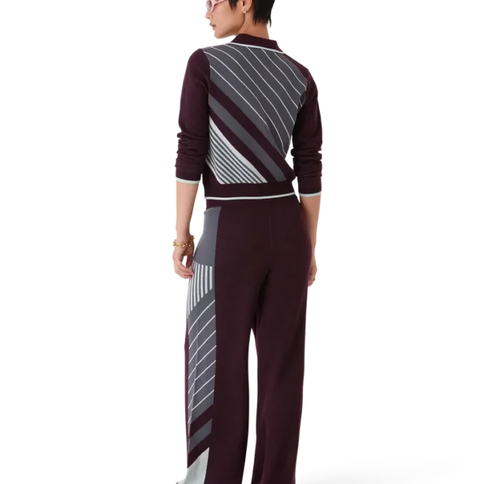 Diagonal Tennis Merino Long Sleeve Polo Shirt