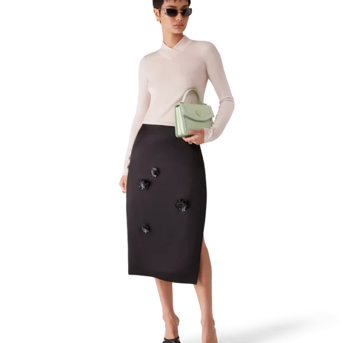 Duchesse Satin Midi Skirt