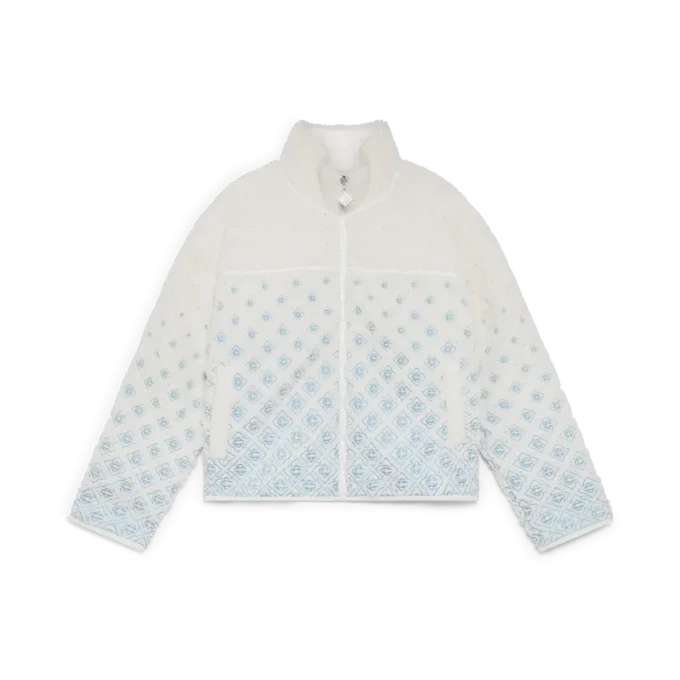 Embroidered Gradient Monogram Cropped Fleece Jacket Embroidered Gradient Monogram Cropped Fleece Jacket