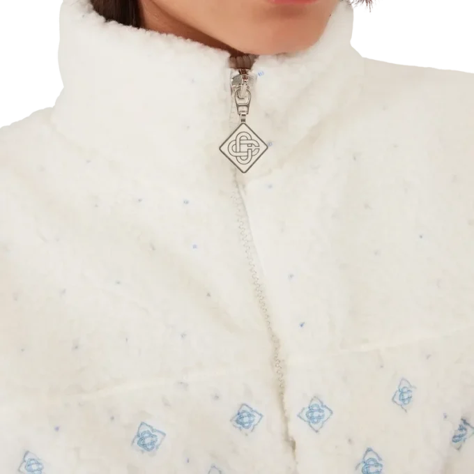Embroidered Gradient Monogram Cropped Fleece Jacket Embroidered Gradient Monogram Cropped Fleece Jacket