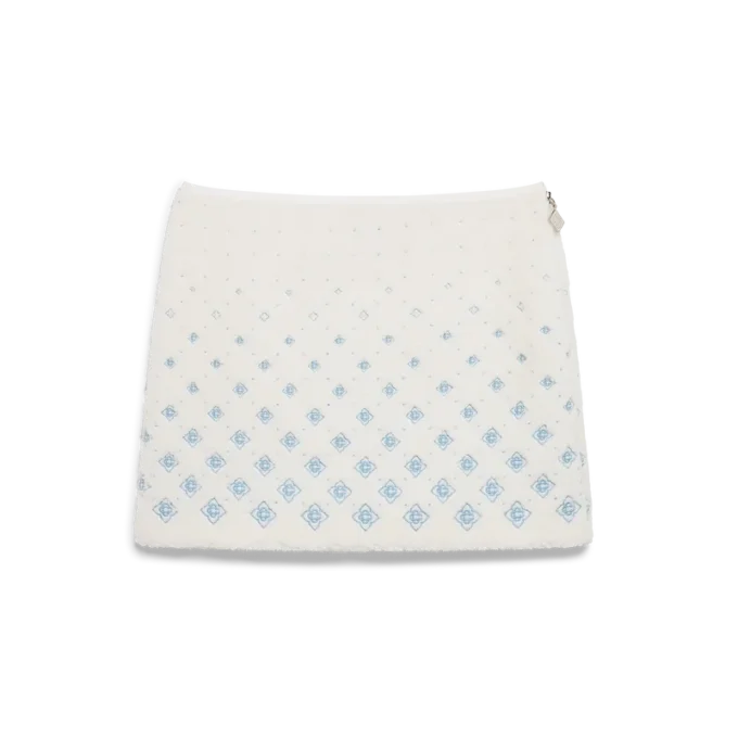 Embroidered Gradient Monogram Fleece Mini Skirt Embroidered Gradient Monogram Fleece Mini Skirt