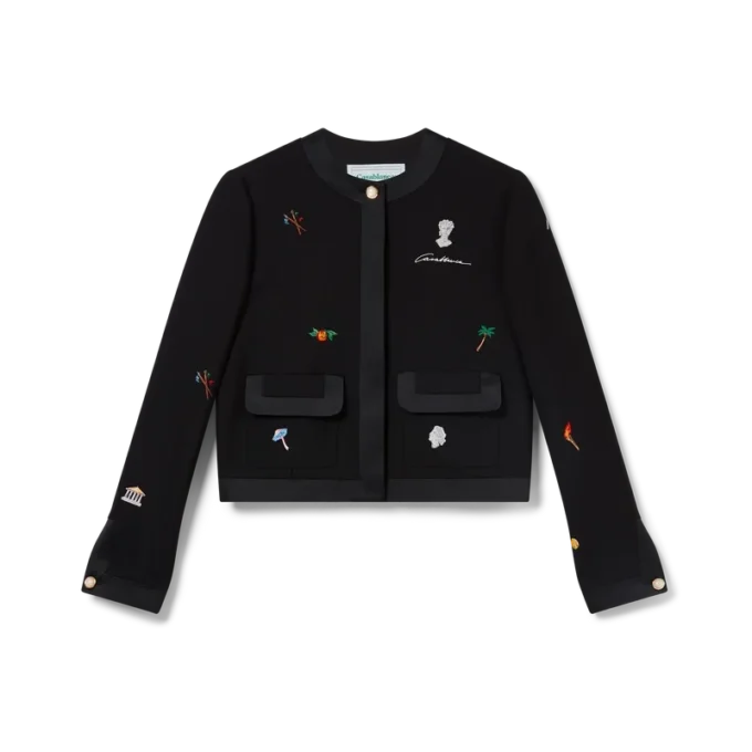 Embroidered Motif Wool Tailored Jacket Embroidered Motif Wool Tailored Jacket
