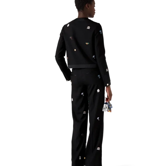 Embroidered Motif Wool Tailored Jacket Embroidered Motif Wool Tailored Jacket