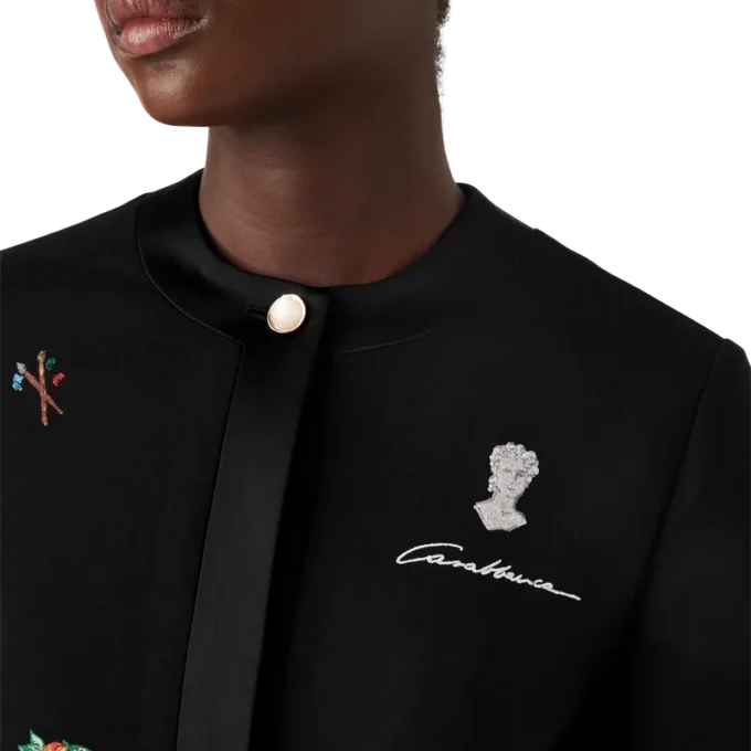 Embroidered Motif Wool Tailored Jacket Embroidered Motif Wool Tailored Jacket