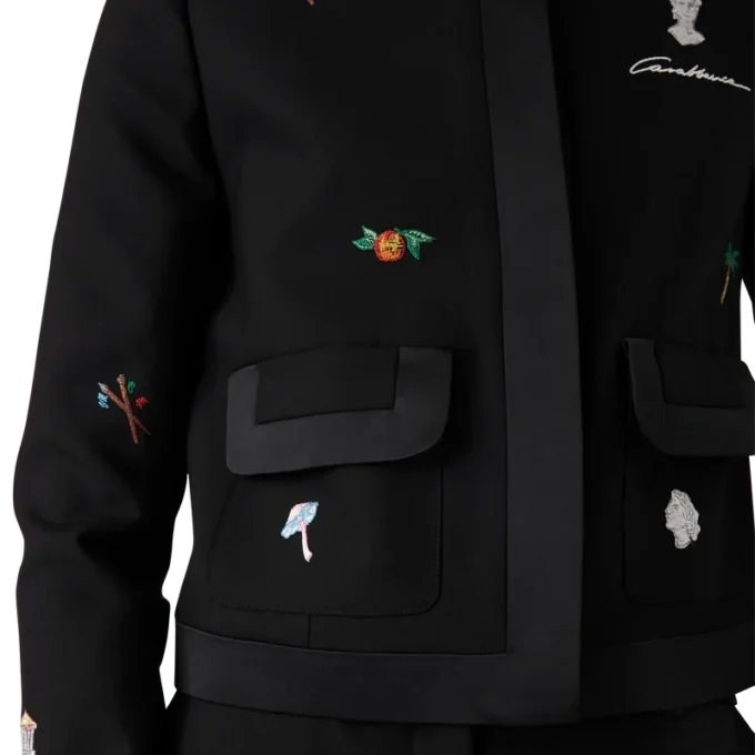 Embroidered Motif Wool Tailored Jacket Embroidered Motif Wool Tailored Jacket