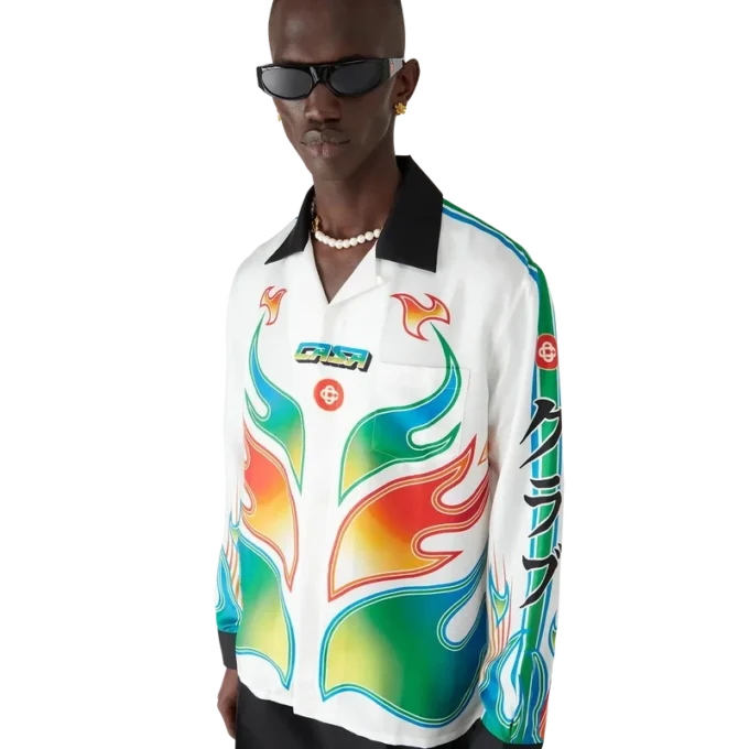 Flame Laurel Long Sleeve Silk Twill Shirt Flame Laurel Long Sleeve Silk Twill Shirt