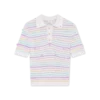 Flower Stripe Cotton Crochet Polo