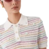 Flower Stripe Cotton Crochet Polo