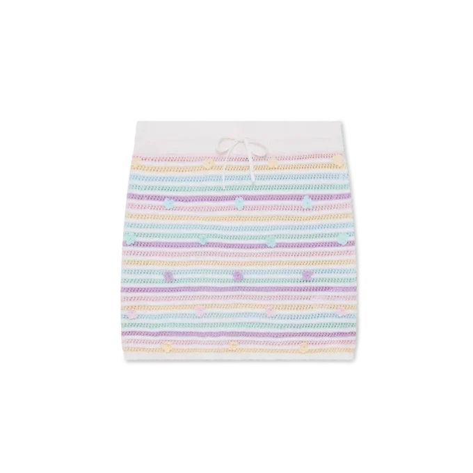 Flower Stripe Cotton Crochet Skirt