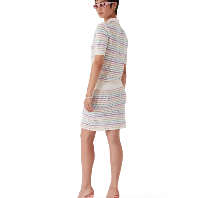 Flower Stripe Cotton Crochet Skirt