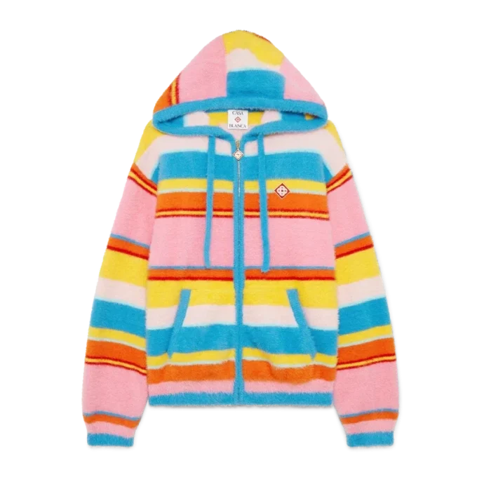 Fluffy Stripe Oversized Hooded Sweatshirt Fluffy Stripe Oversized Hooded Sweatshirt