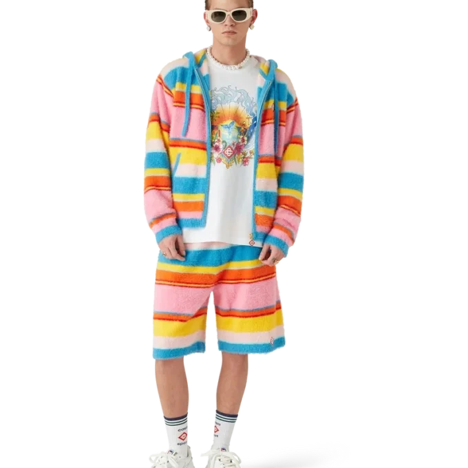 Fluffy Stripe Oversized Hooded Sweatshirt Fluffy Stripe Oversized Hooded Sweatshirt