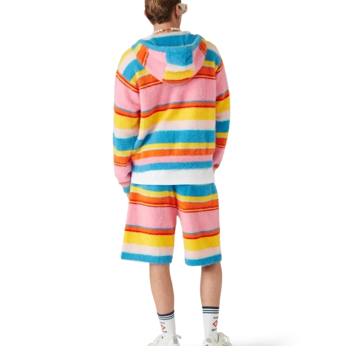 Fluffy Stripe Oversized Hooded Sweatshirt Fluffy Stripe Oversized Hooded Sweatshirt
