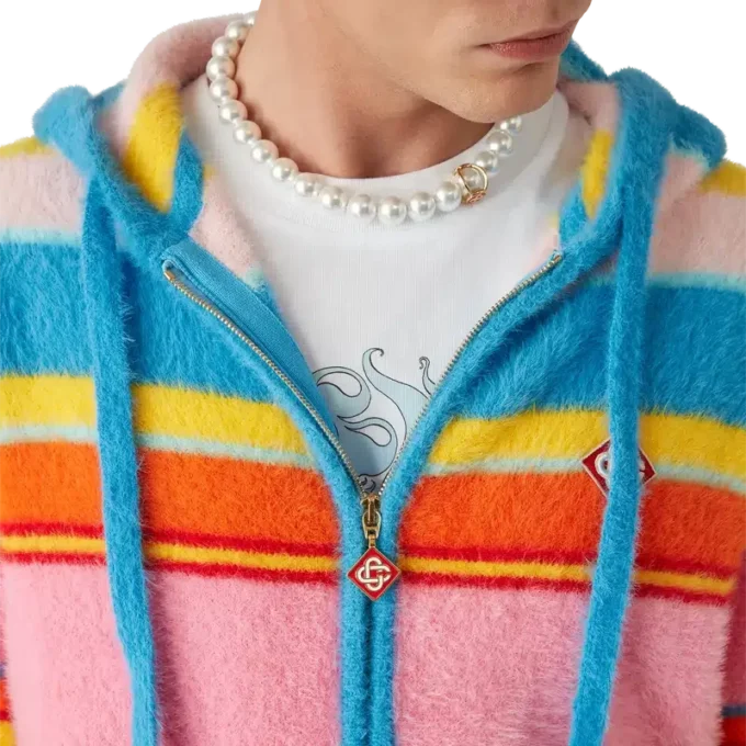 Fluffy Stripe Oversized Hooded Sweatshirt Fluffy Stripe Oversized Hooded Sweatshirt