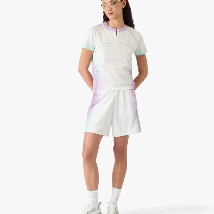 Glass Gradient Short Sleeve Football Mesh Shirt